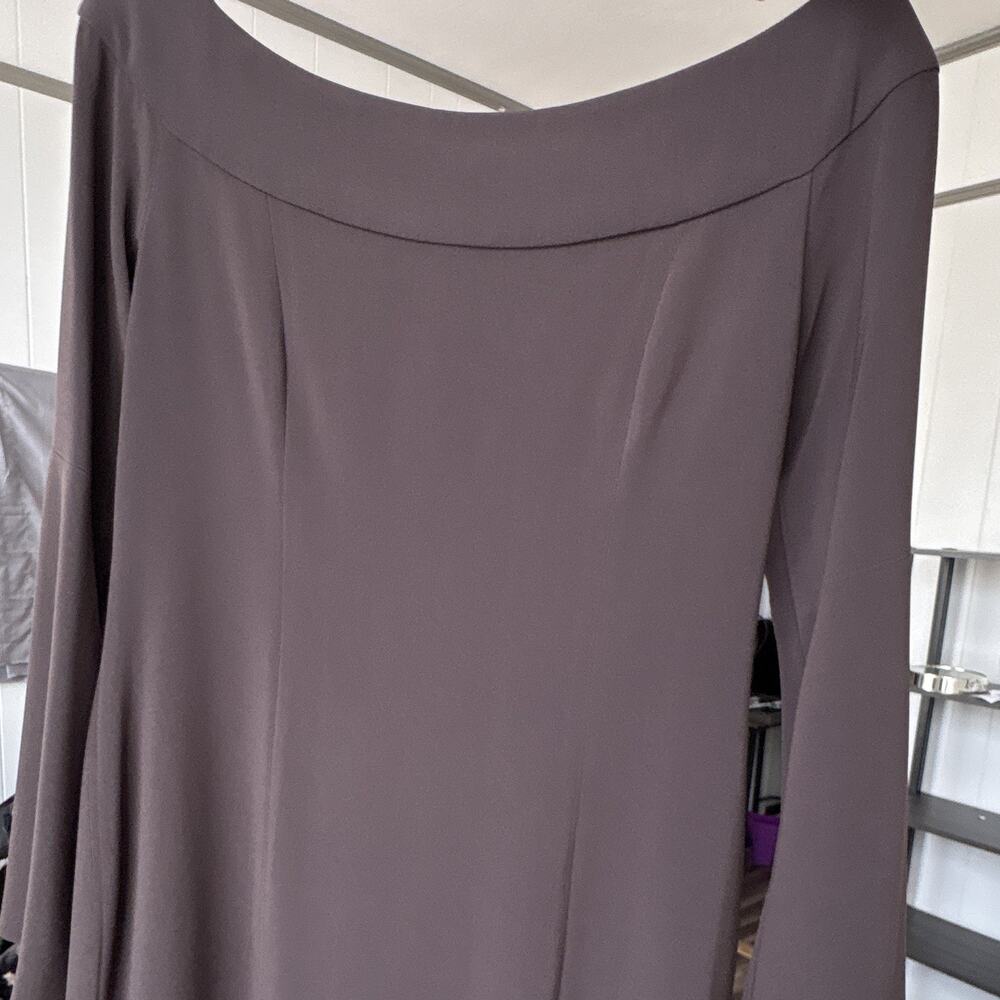 Tom and Linda Platt Brown Solid Boat Neck Sheath Knee Dress Zip Size 8 - Picture 9 of 9